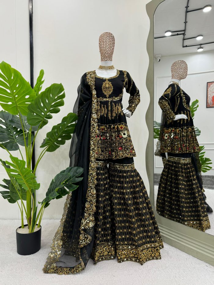 Black Gold Gharara Set - Image 2