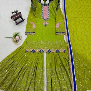 Parrot Green Sharara Set - Image 6