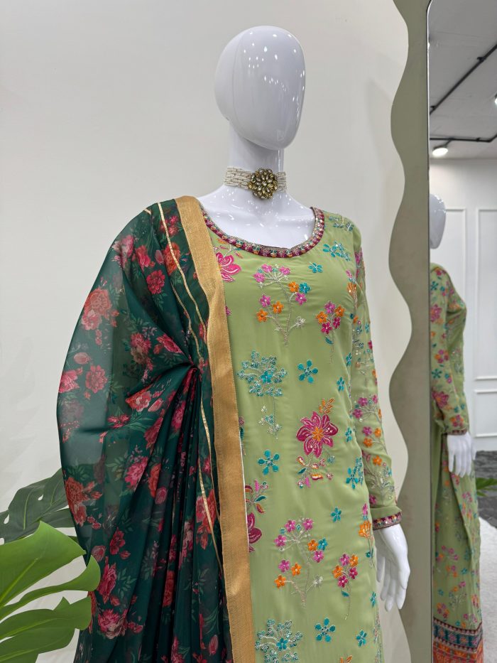 Printed Embroidered Palazzo Set - Image 4