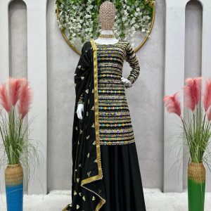 Embroidered Kurta Sharara Set