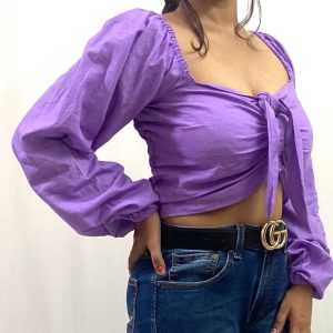 Front Knot Top with Balloon - Image 4