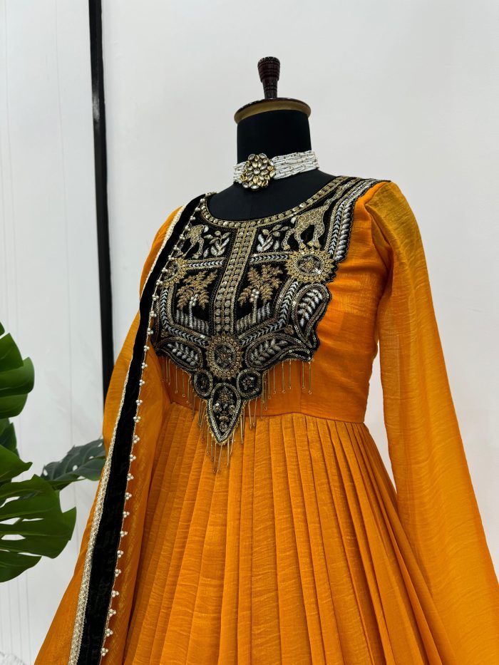 Gold Crush with Velvet Anarkali - Image 7