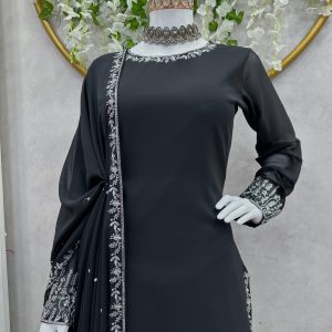 Designer Sharara Set in Black - Image 9