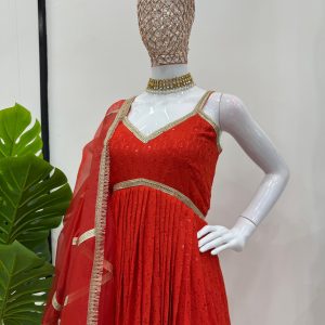 Chikan Work Anarkali Set (Karwachauth Special) - Image 3
