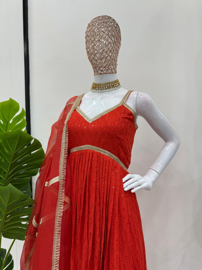 Chikan Work Anarkali Set (Karwachauth Special) - Image 3