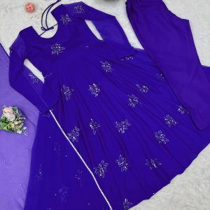 Anarkali Set in Blue - Image 5
