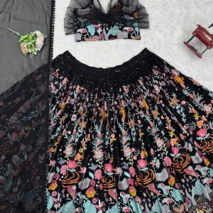 Heavy Embroidered Velvet Lehenga - Image 9
