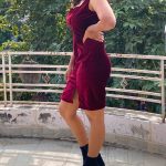 Square Neck Side Slit Bodycon Dress