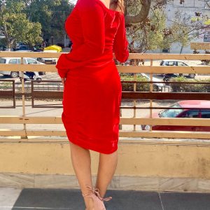 V-Day Off Shoulder Ruched Dress - Image 4