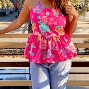 Floral Print Peplum Top - Image 2