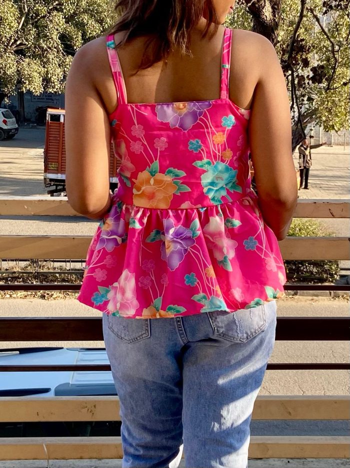 Floral Print Peplum Top - Image 3