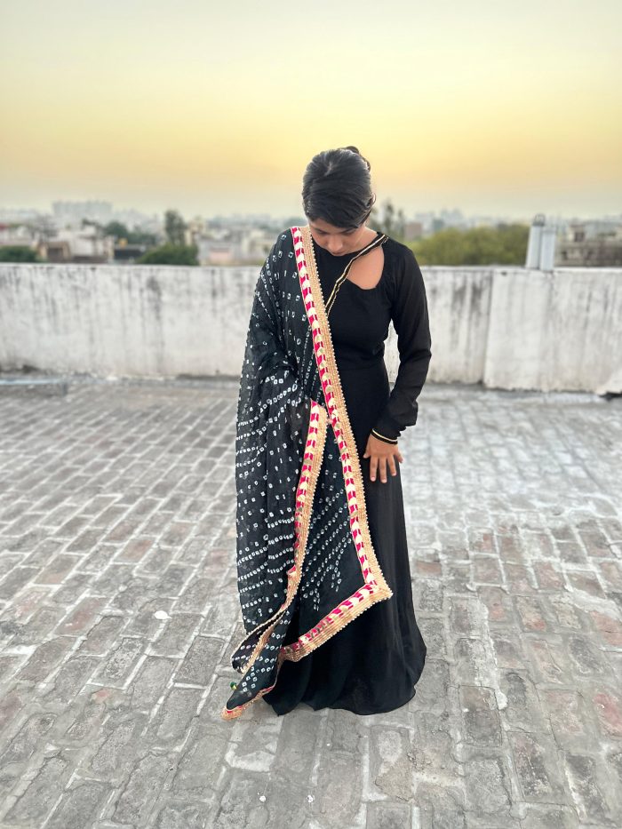 Designer Neck Dress with Printed Dupatta - Image 8