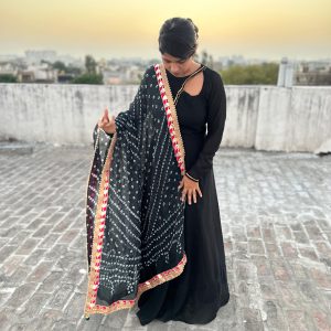 Designer Neck Dress with Printed Dupatta - Image 7