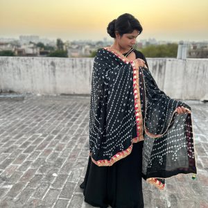 Designer Neck Dress with Printed Dupatta - Image 5