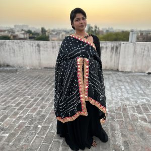 Designer Neck Dress with Printed Dupatta - Image 4