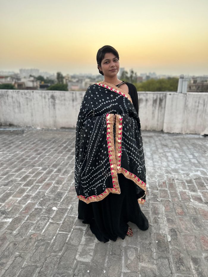 Designer Neck Dress with Printed Dupatta - Image 4