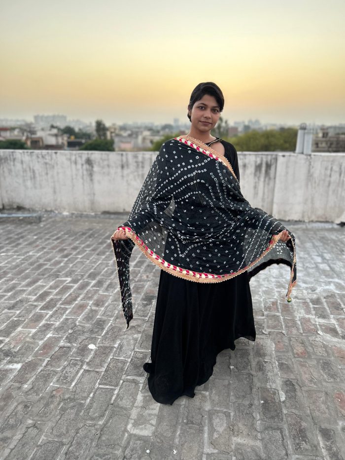 Designer Neck Dress with Printed Dupatta - Image 3