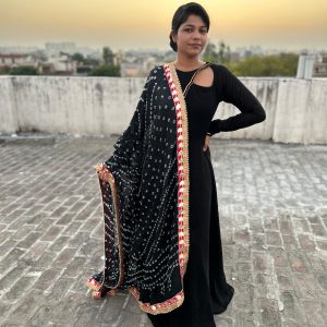 Designer Neck Dress with Printed Dupatta - Image 6