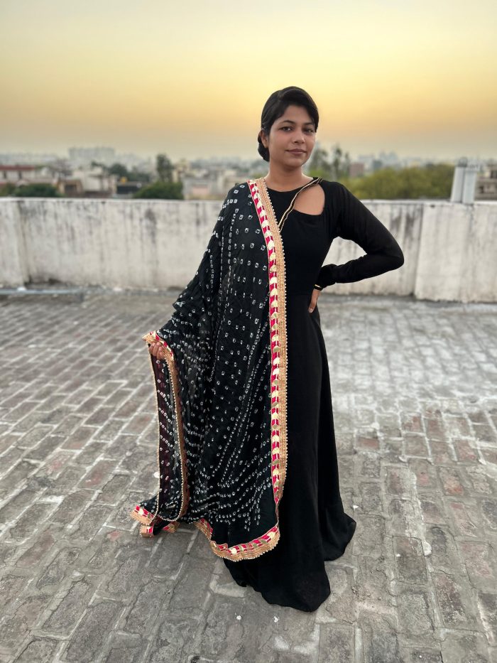 Designer Neck Dress with Printed Dupatta - Image 6