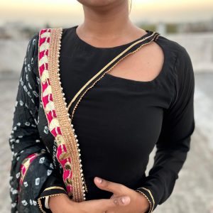 Designer Neck Dress with Printed Dupatta - Image 10
