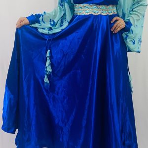 Balloon Sleeves Satin Dress with Waist Belt - Image 7
