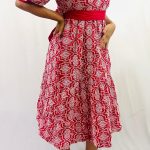 Cotton Schiffli 2 Tier Dress with Puff Sleeves
