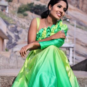 Dual Tone Petals Bodice Dress