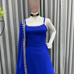 Asymmetric Hem Kurta Set with Dupatta - Image 6