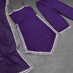 Asymmetric Hem Kurta Set with Dupatta - Image 2