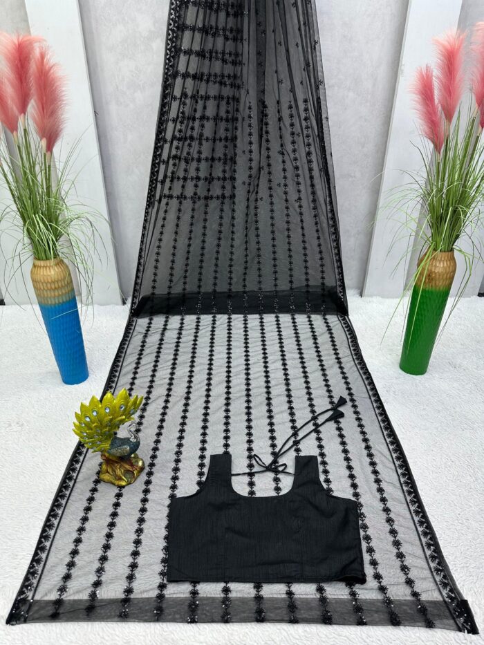 Black Cocktail Saree - Image 4