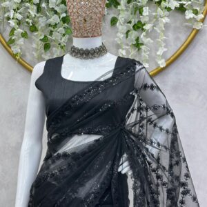Black Cocktail Saree - Image 2