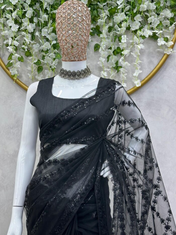 Black Cocktail Saree - Image 2