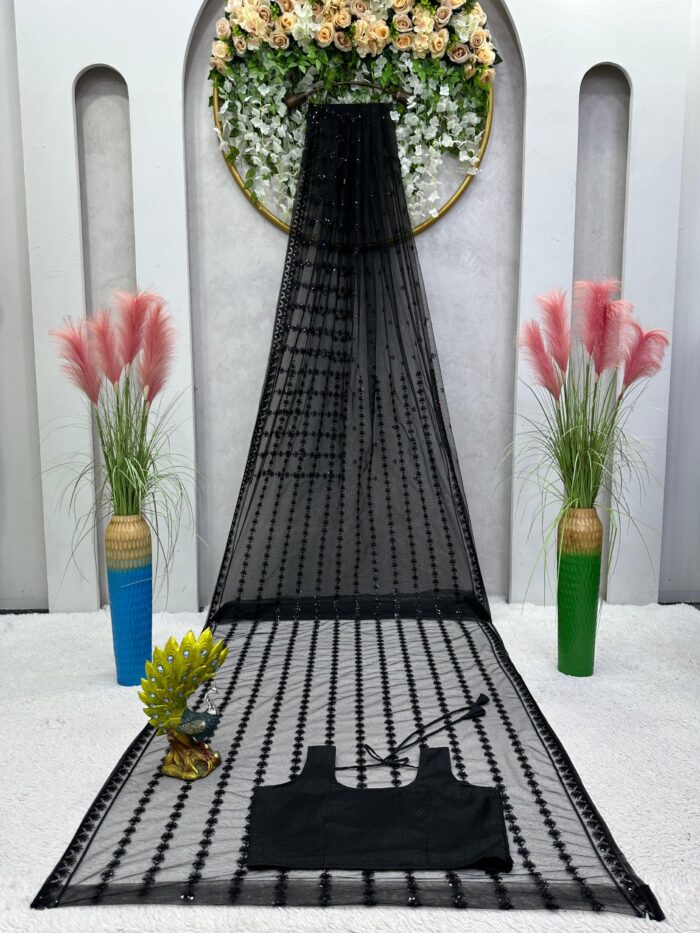 Black Cocktail Saree - Image 3