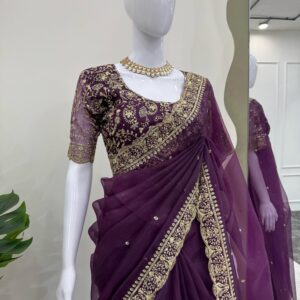 Designer Embroidered Saree - Image 3