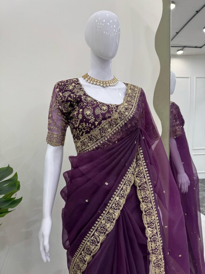 Designer Embroidered Saree - Image 3