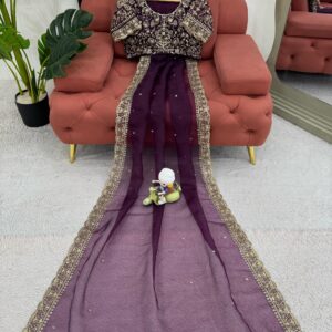 Designer Embroidered Saree - Image 8