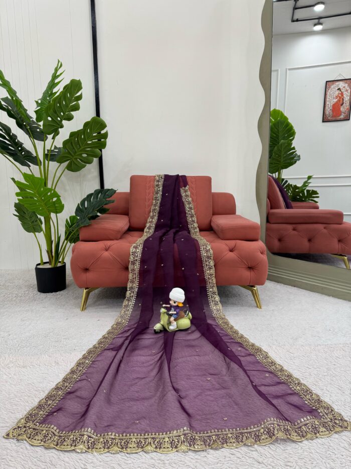 Designer Embroidered Saree - Image 4