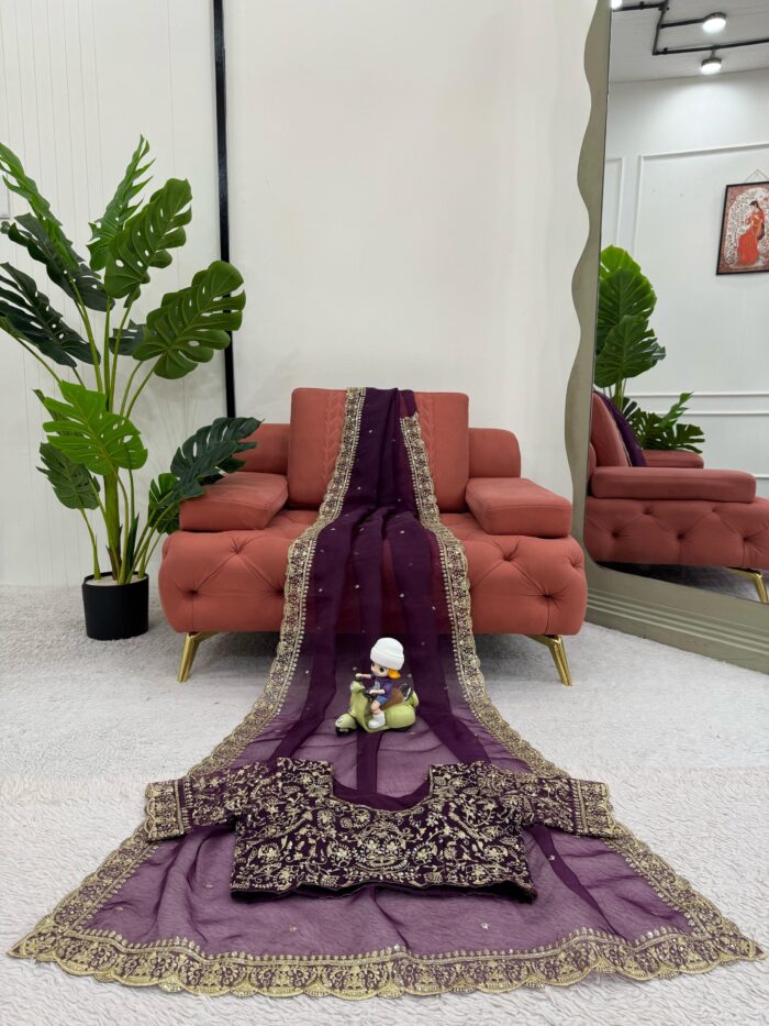 Designer Embroidered Saree - Image 5