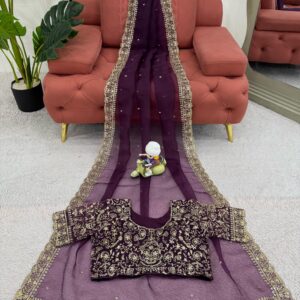 Designer Embroidered Saree - Image 7