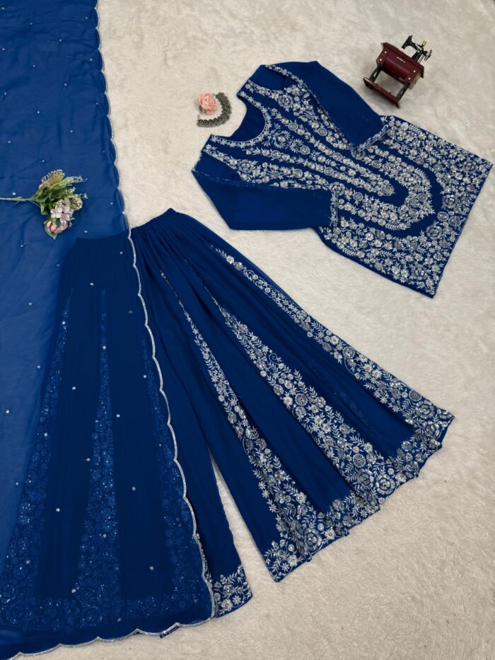 Designer Embroidered Sharara Set - Image 3