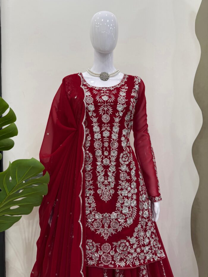 Designer Embroidered Sharara Set - Image 8