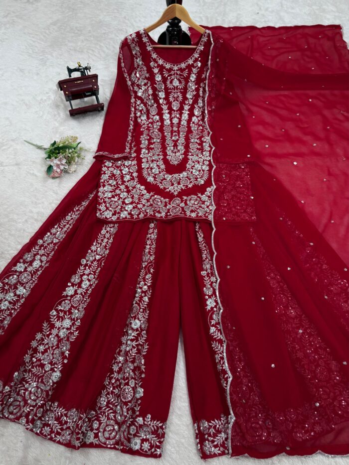 Designer Embroidered Sharara Set - Image 12