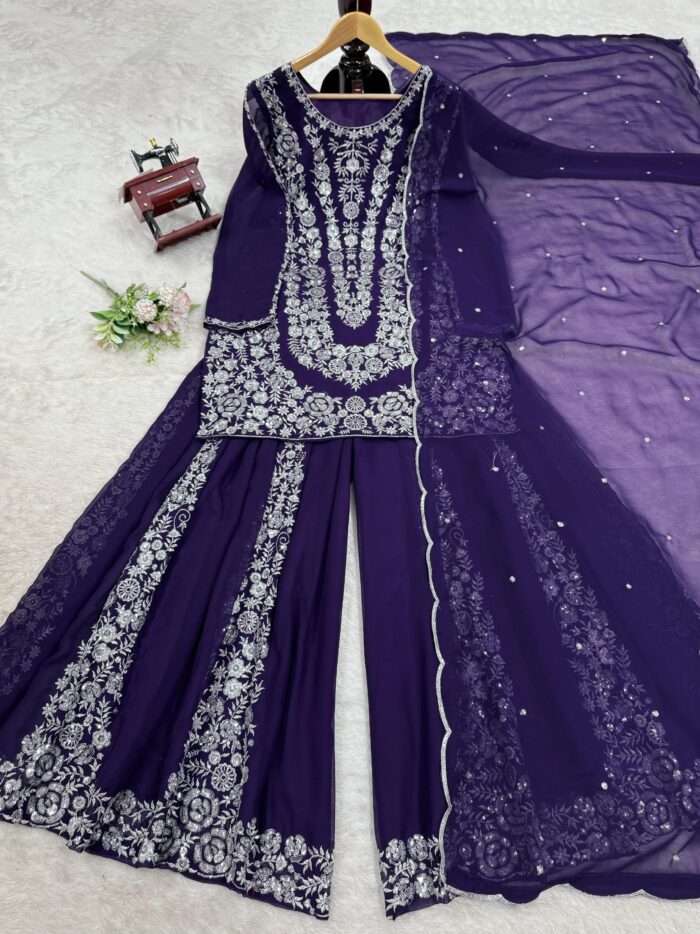 Designer Embroidered Sharara Set - Image 14