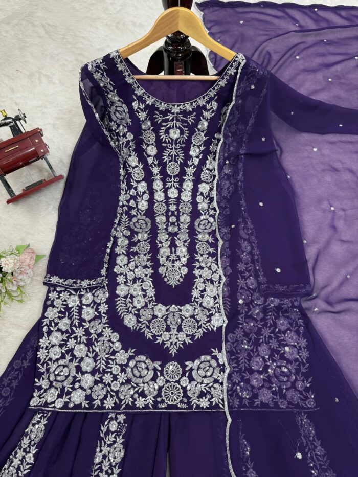 Designer Embroidered Sharara Set - Image 16