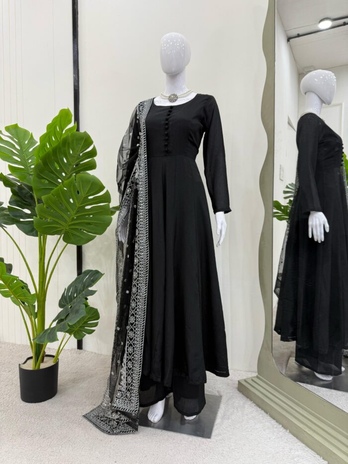 Classic Black Anarkali Set - Image 2