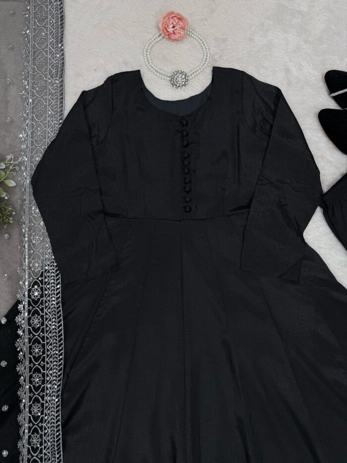 Classic Black Anarkali Set - Image 8