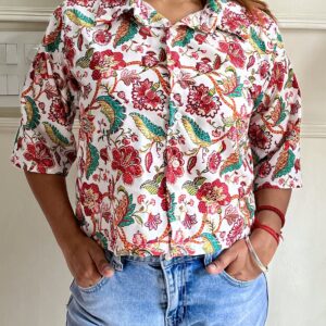 Floral Crop Shirt - Image 6