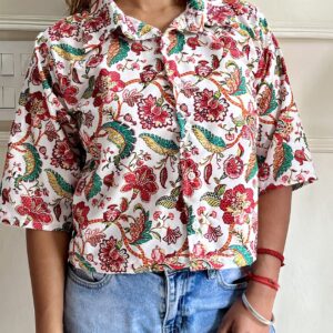 Floral Crop Shirt - Image 4