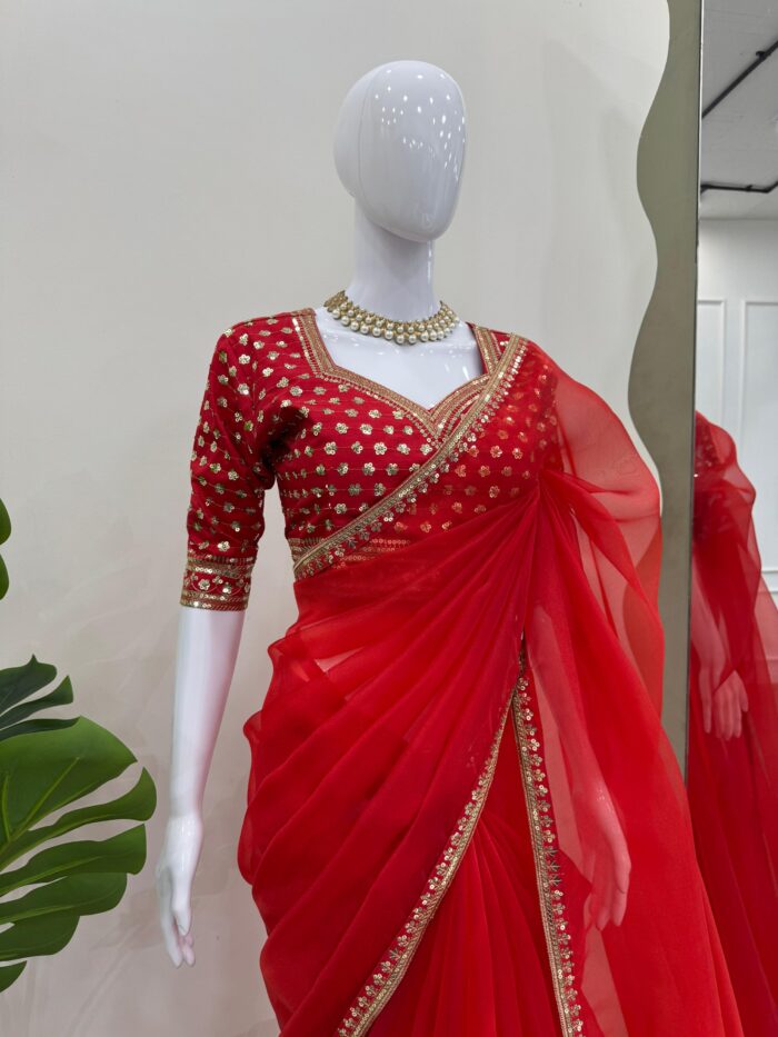 Designer but Decent Bridal Saree - Image 8