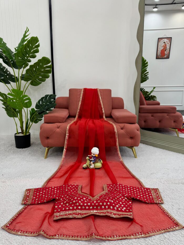 Designer but Decent Bridal Saree - Image 9